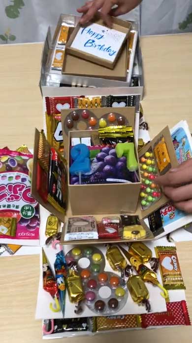 お菓子が出てくるサプライズ誕生日アルバム！ 手作りアルバムアルバムキッチン