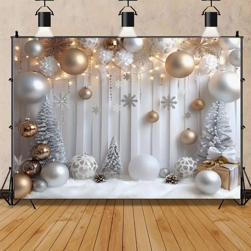 青とゴールドのクリスマス風背景：イラスト無料