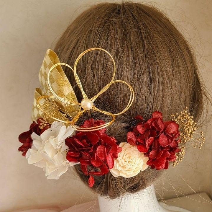 髪飾り 造花 手作り 成人式 卒業式 結婚式 七五三 ヘアアクセサリー 振袖 袴 浴衣 着物 和装 水引 MDM ピンク,Pay ID