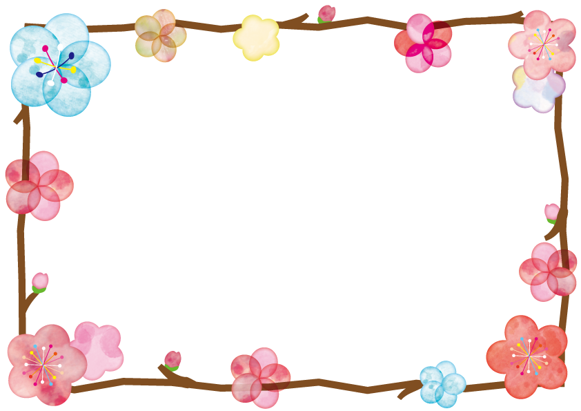 無料イラスト門松と梅の花のお正月フレームパブリックドメインQ：著作権フリー画像素材集
