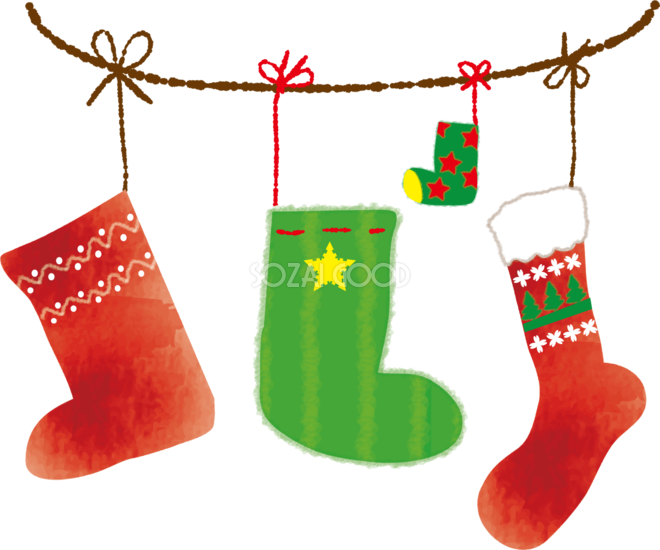 クリスマス用靴下イラストの簡単な描き方かくぬる工房