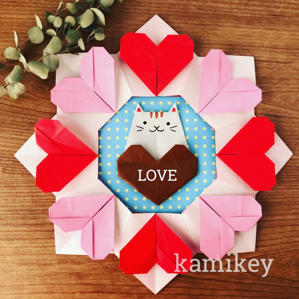バレンタインの折り紙