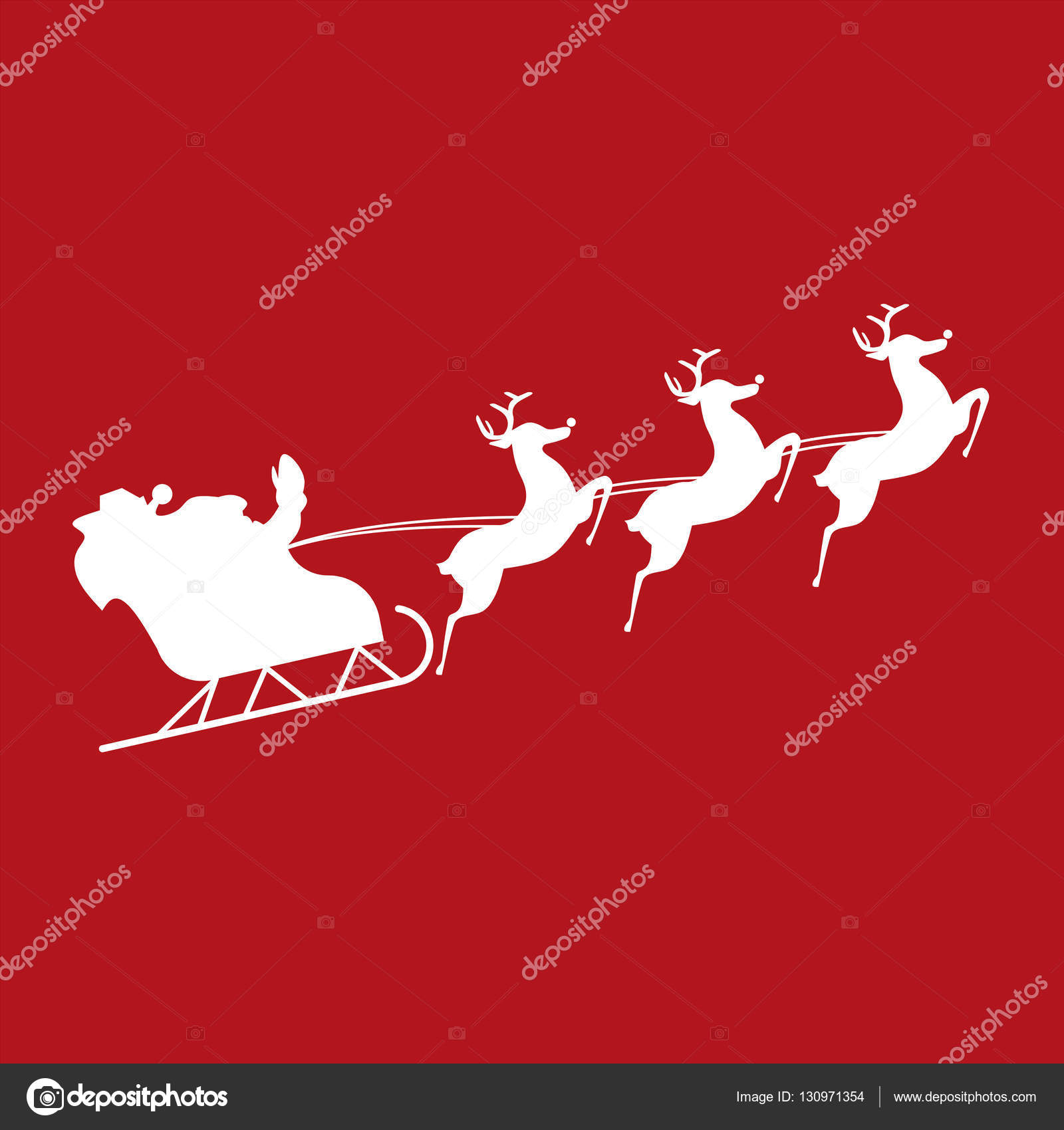 サンタそりトナカイ赤シルエットのイラスト素材・ベクター Image 46019877
