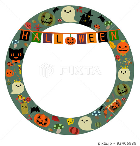 ハロウィンの丸型 円形 フレーム枠イラスト無料フリーイラスト素材集 Frame illust