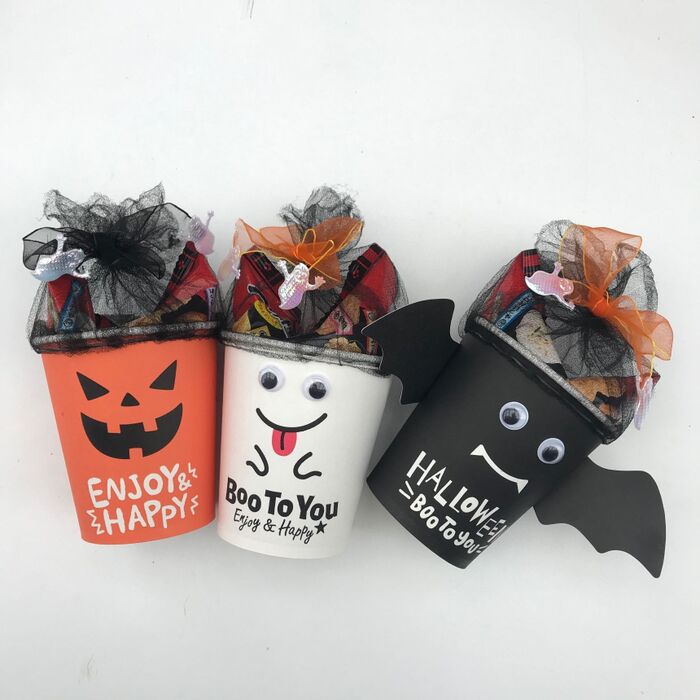 100均DIY ハロウィン紙コップラッピング - YouTube