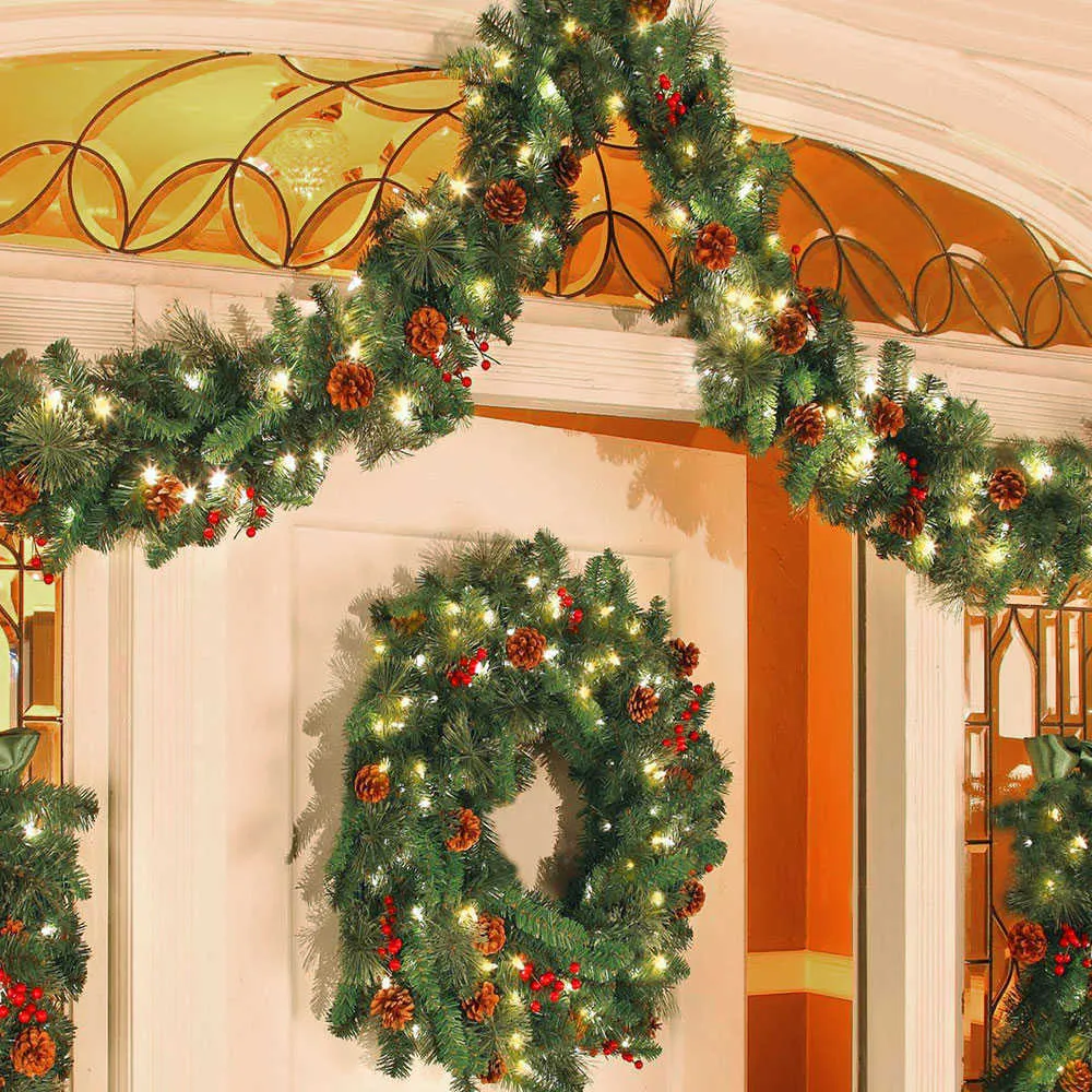 1.8 2.7M Colorful Christmas Fireplace Garland Wreath Pine Tree OrnamentChristmas Tree DIY Hanging Rattan Garlands Decoration 211104を￥2,574DHgate