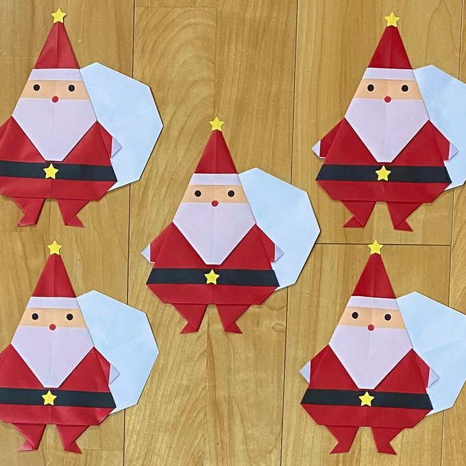 クリスマスの折り紙をおって飾りましたちびむすブログ