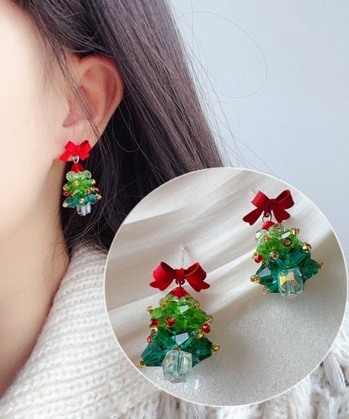 クリスマスギフト パヴェボール オーナメント ピアス ノンホールピアス イヤリングクリスマス クリスマスツリー 飾り 華やか ギフトラッピング無料ギフトBOX 日本製 プレゼント ギフト アクセサリー ジュエリー レディース ピアス ノンホールピアス イヤリング