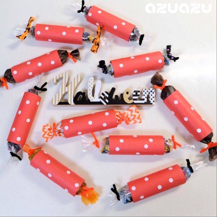 ハロウィンの飾りをトイレットペーパー芯で作る