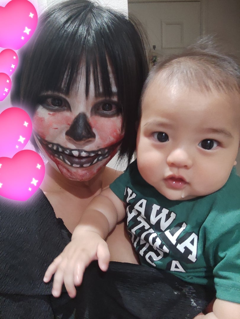 ハロウィンメイクでUSJデート してきたようっ🧸💕 楽しい季節がやってきたね🎃✨ゆうしおしおりんおでかけusjハロウィンコーデ可愛いハロウィンメイクkidsキッズモデルjs5🖤ゆにばこーでおおさか