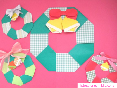 折り紙で作るクリスマスリースの作り方 - DIY How to Make Paper Christmas WreathTutorial
