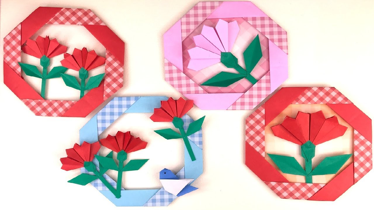 Amazon.co.jp: 中折り紙 母の日カーネーションリース ねこ 春壁面 : ホビ