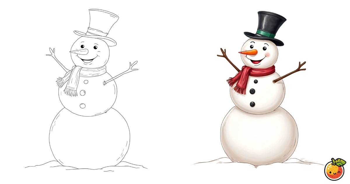 クリスマスの雪だるま 塗り絵ページ 無料のPDF＆PNGプリント