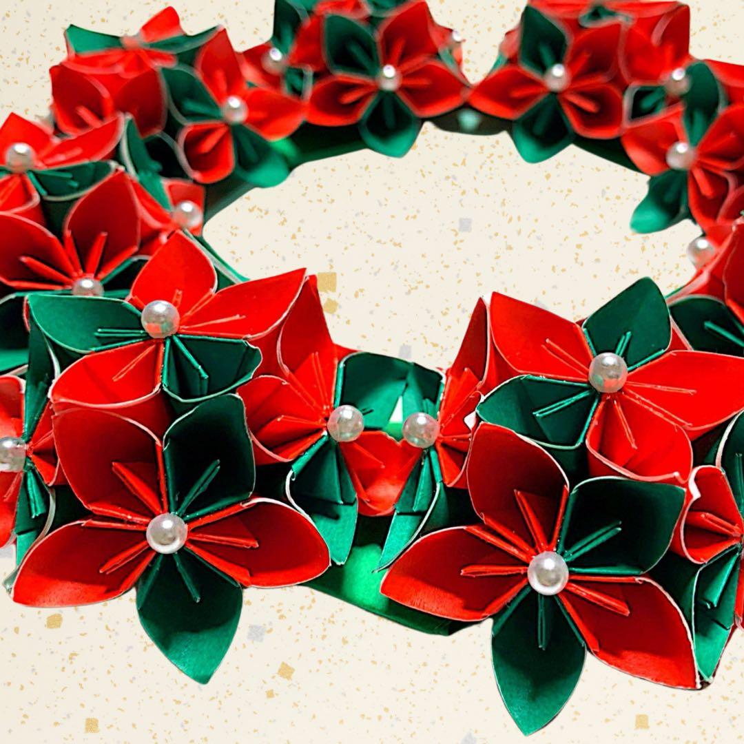 折り紙 クリスマスリースの簡単な作り方～How to make an easy origami christmas wreath～簡単折り紙教室