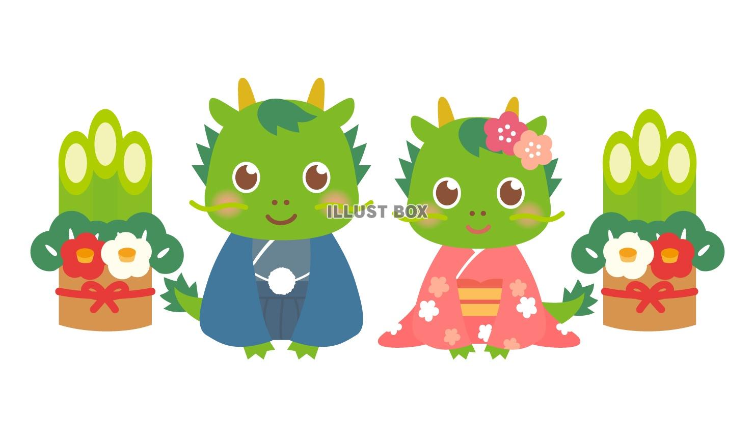 新年挨拶 犬と猫と門松 のイラスト 無料無料ペットイラスト Pet-illust 犬・猫・鳥・ペットイラストぬりえ・年賀状・カレンダー イラスト多数無料