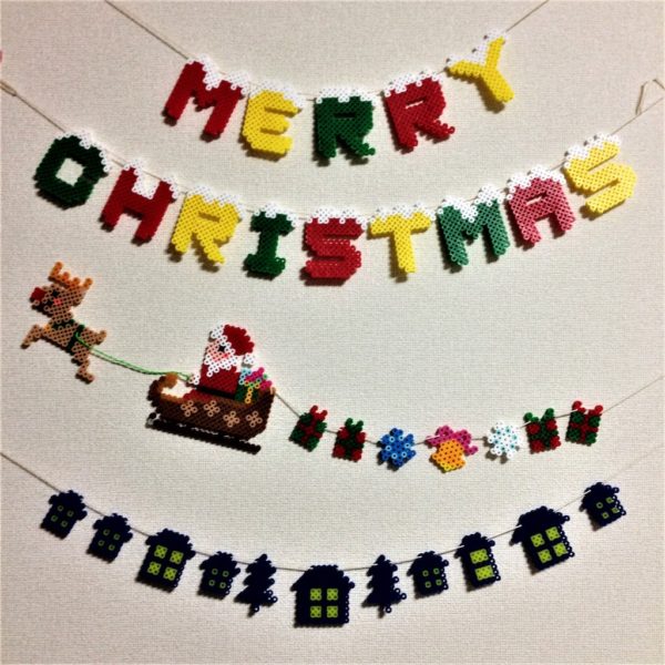 アイロンビーズ図案 丸型、ハート型を使ったクリスマスモチーフ！しゃんぶるだんふぁん