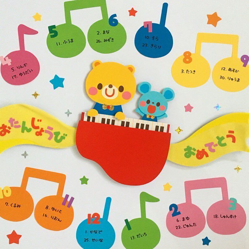 送料込み♡受注制作 壁面＊壁面飾り＊誕生表＊お誕生日＊お誕生日表＊お誕生表＊保育園＊幼稚園＊保育 その他素材 hashibami 通販7009779Creema クリーマ