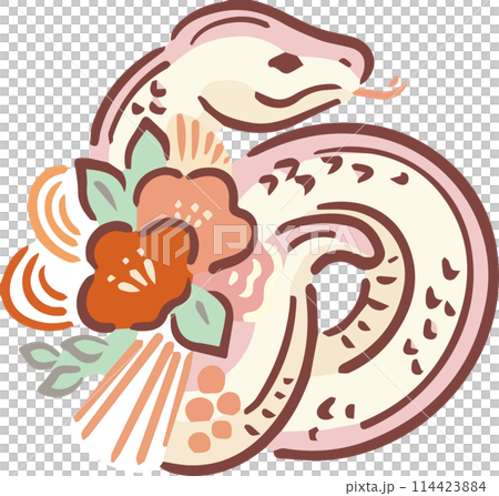 鮮やかな「蛇」の絵と謹賀新年の文字の２０２５年 令和７年 の年賀状デザインbizocean ビズオーシャン