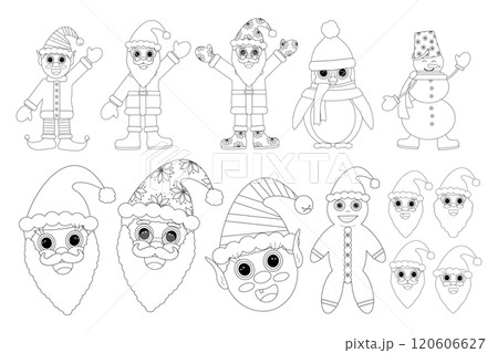 雪だるま＆クリスマスのモチーフがたくさん ぬりえ
