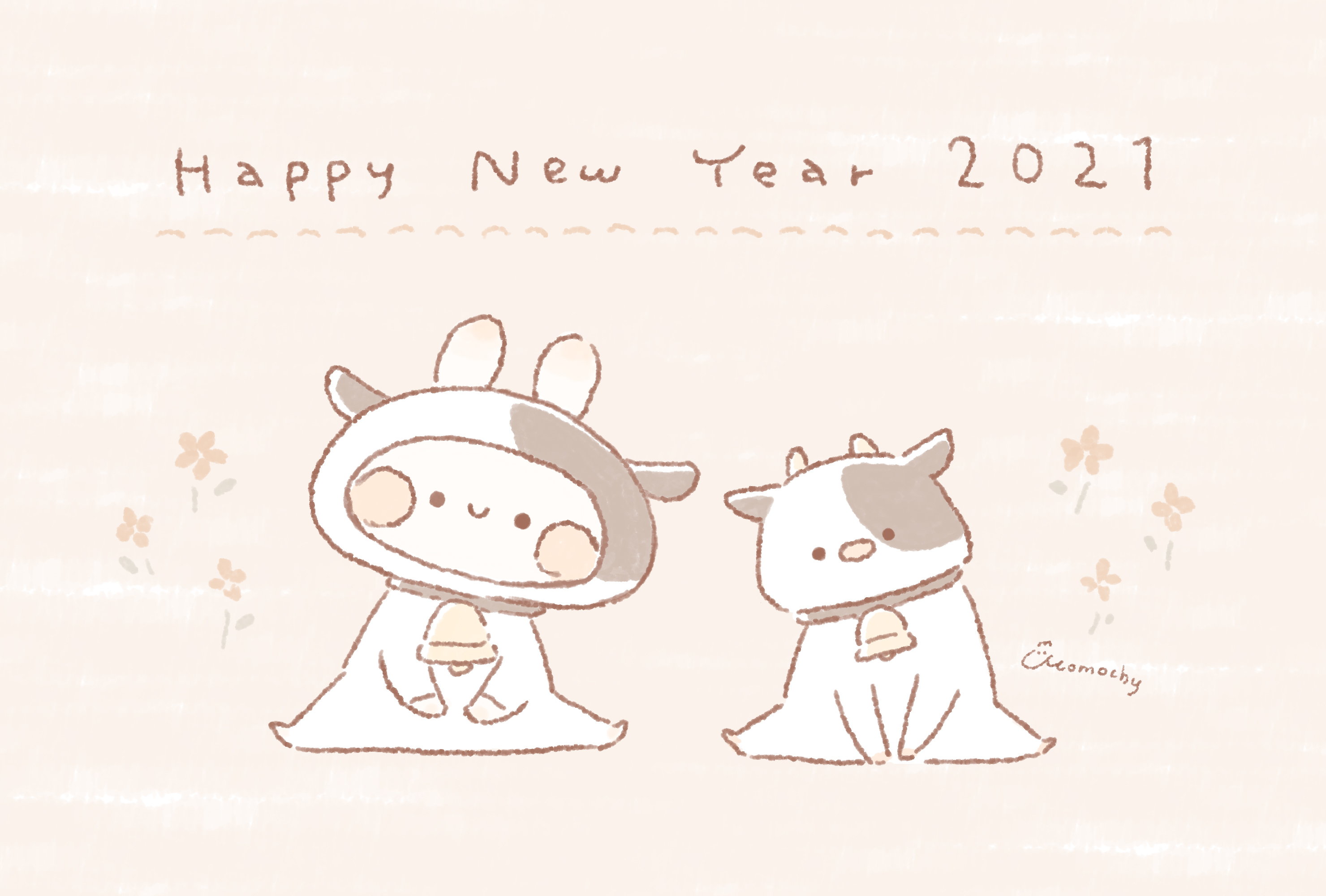 2021 丑年イラスト年賀状７ 干支デザイン文字Yuz's STORE