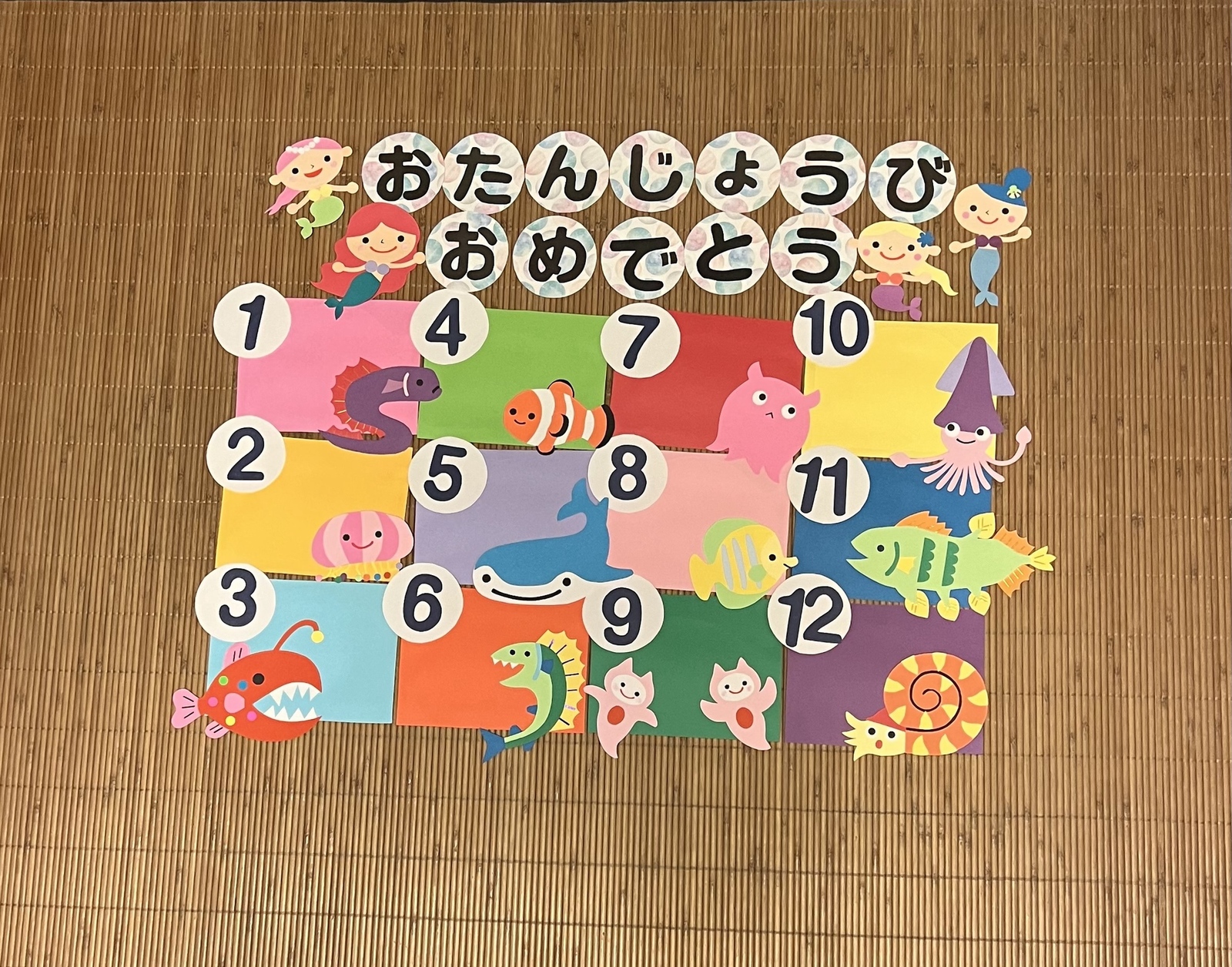 壁面飾り 誕生表 お誕生日おめでとう キャラクター 再販19 壁面飾り ☆ 誕生表