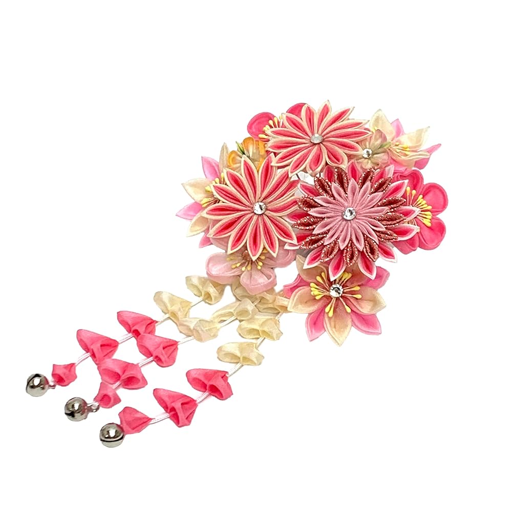 SOUBIEN 七五三 髪飾り 3歳 7歳 つまみ細工 2点セット 白 ピンク 桜 花 女の子 3才 7才 スリーピン パッチン留め 髪留めヘアアクセサリー : きもの館 創美苑 - 通販 - Yahoo!ショッピング