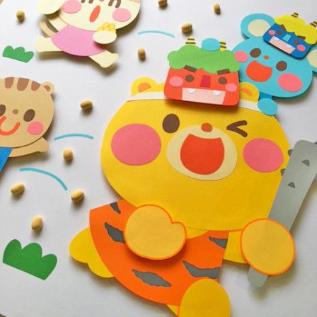 節分壁掛け置物おかめ鬼ちりめん細工ハンドメイド