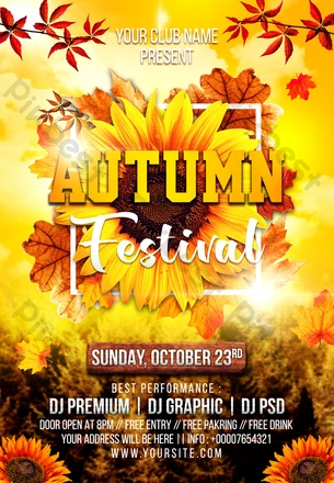 秋祭りチラシテンプレート フリー素材PSD無料ダウンロード - Pikbest