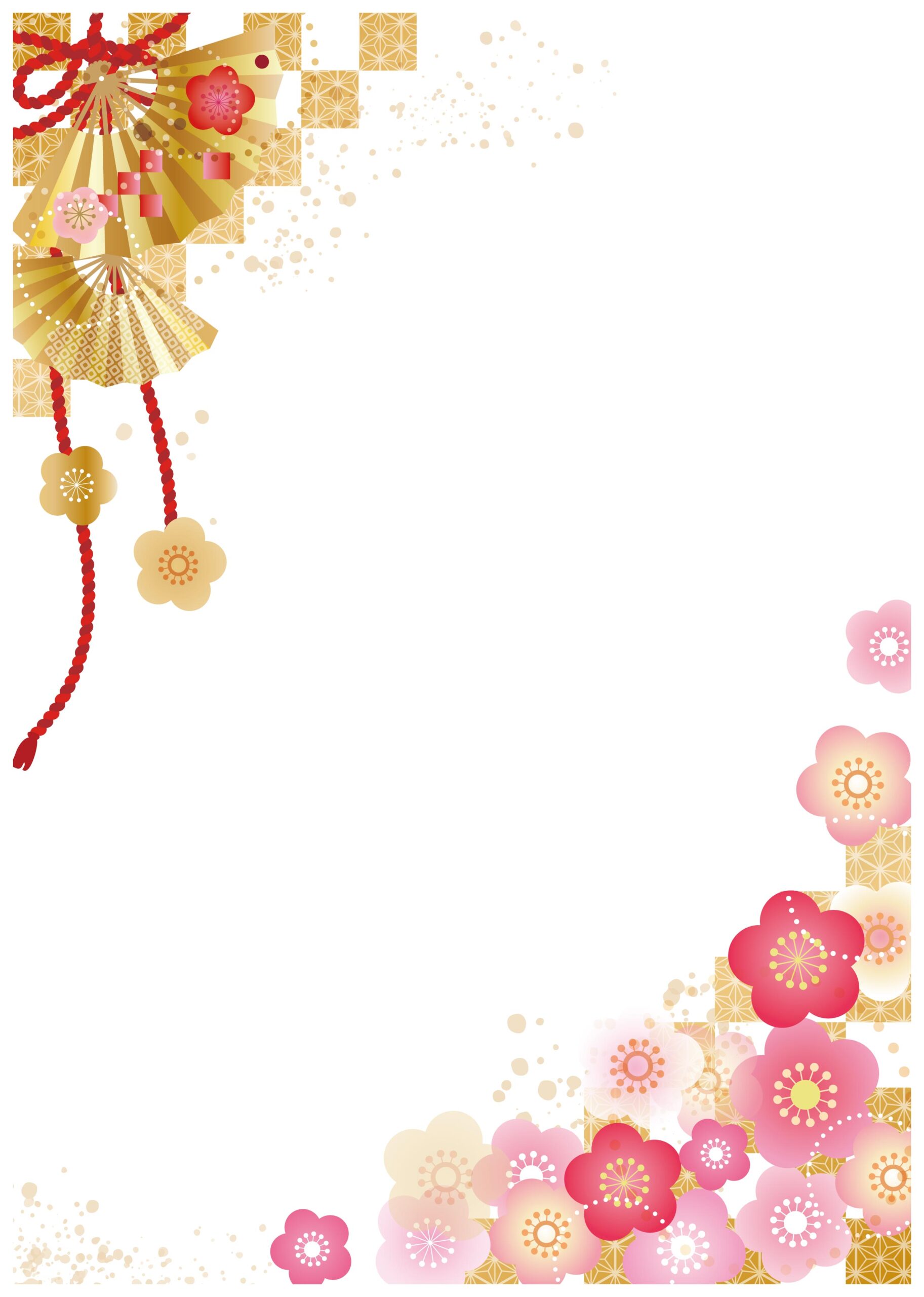 デザイン熨斗テンプレート お正月や御年賀におすすめの華やかな市松模様・金屏風のようなデ イラストボックス「プレミアム」テンプレート