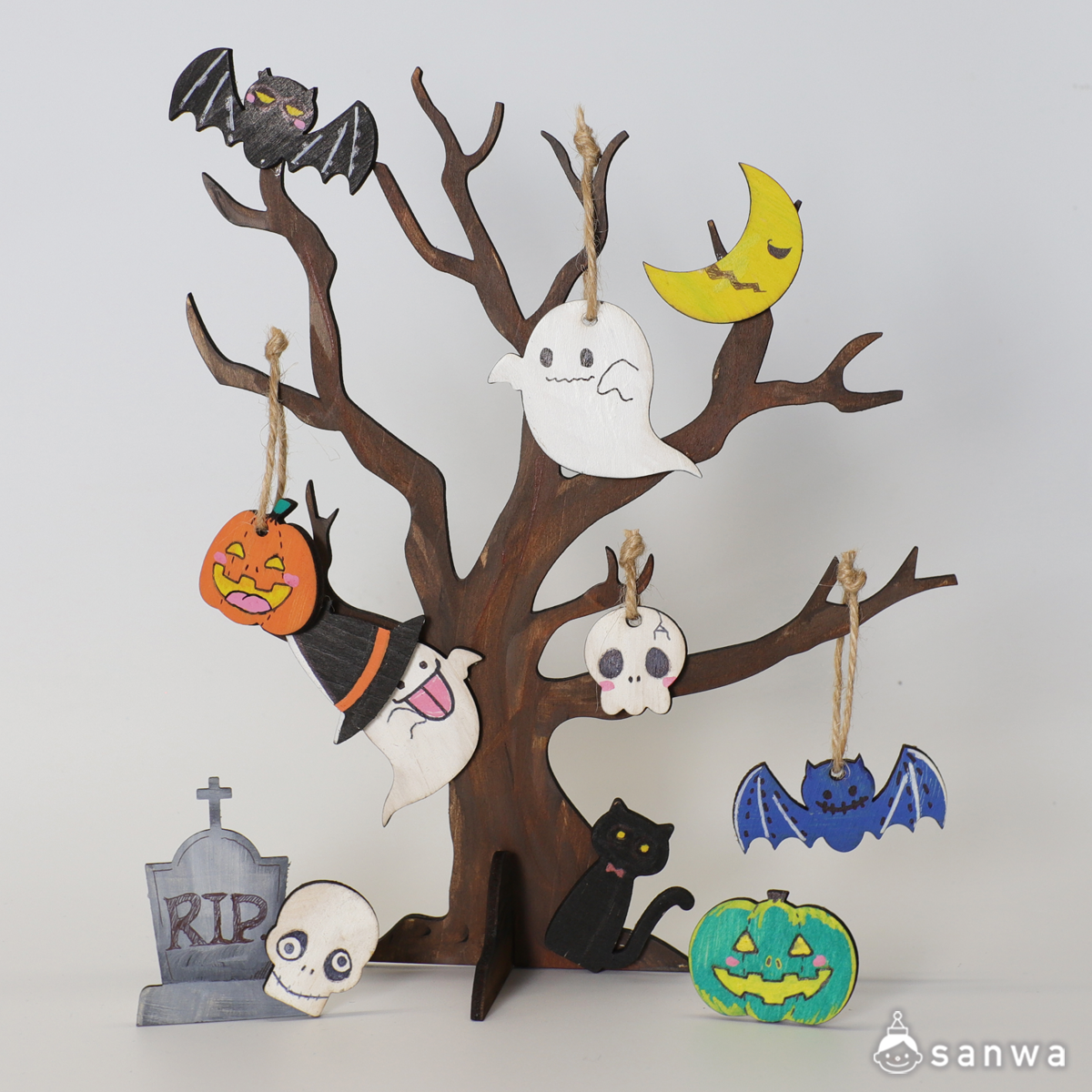 24個 ハロウィン 木製オーナメント ツリー用 ヴィンテージ ハロウィンデコレーション ハンギングサイン ハッピーパンプキン 魔女 黒猫 スカル装飾オーナメント ホリデーパーティー ホームデコレーション用サンタゴースト スケルトン ガイコツ 骨 ぶら下げ ハンギング