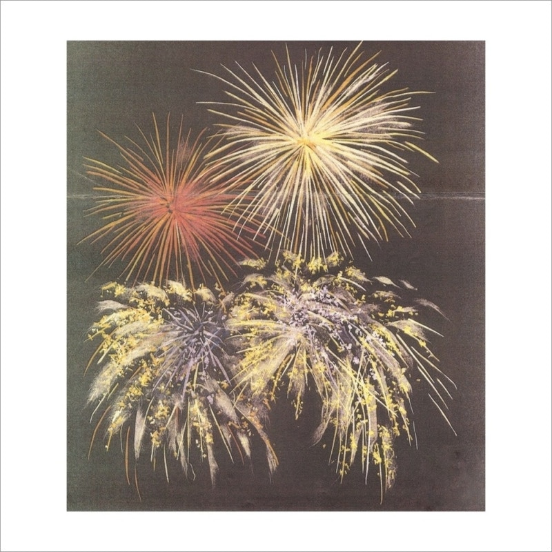 ミニ うちわ 友禅和紙 花火柄 型抜き 6枚 箔押し ダイカット キラキラPay ID