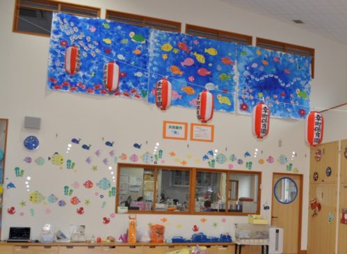 夏祭り 提灯の壁面飾り