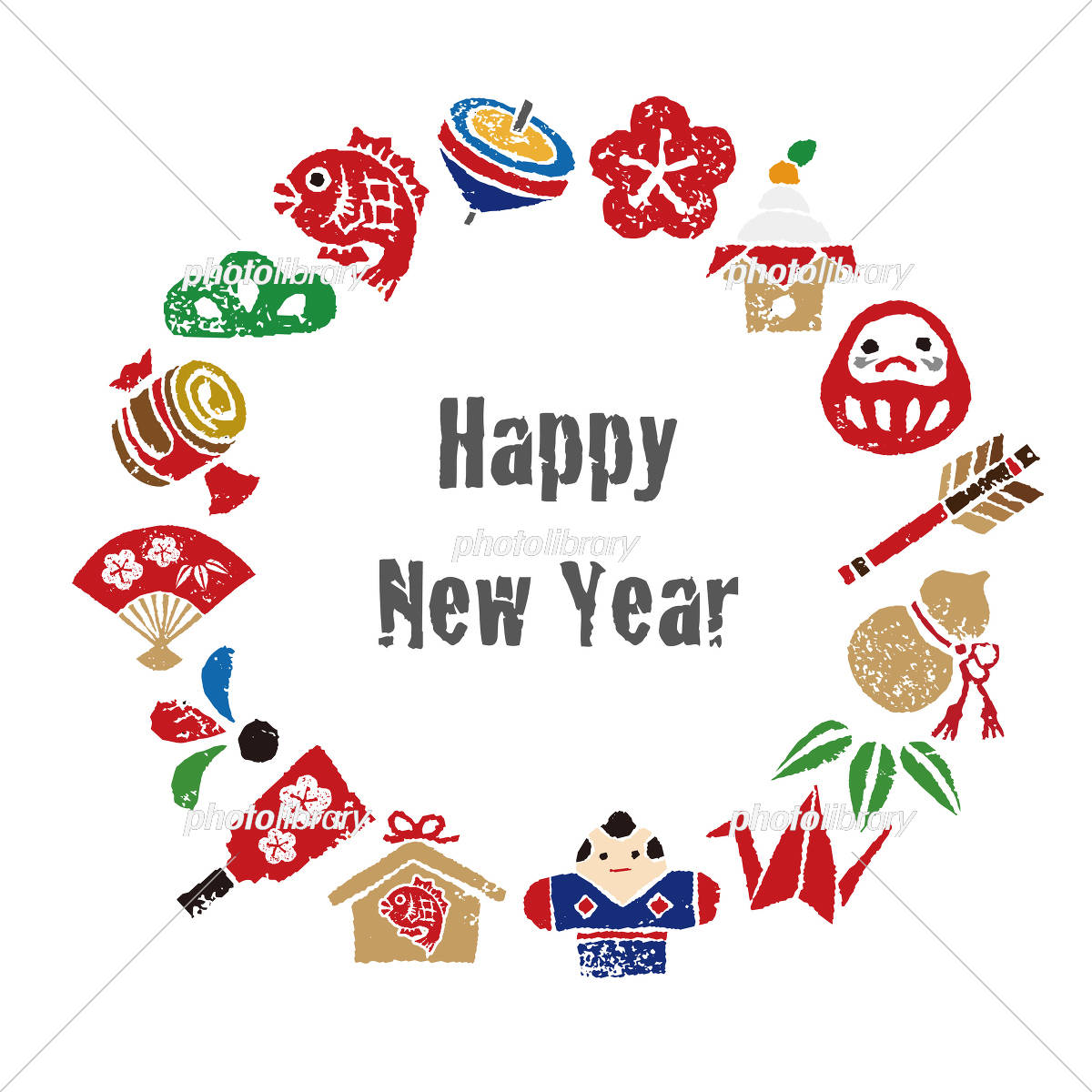 正月飾り しめ縄リースの水彩イラスト イラスト素材6426940- フォトライブラリ