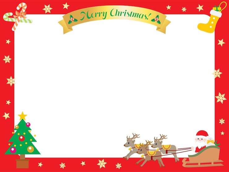 クリスマスフレーム_ヨコ：イラスト無料