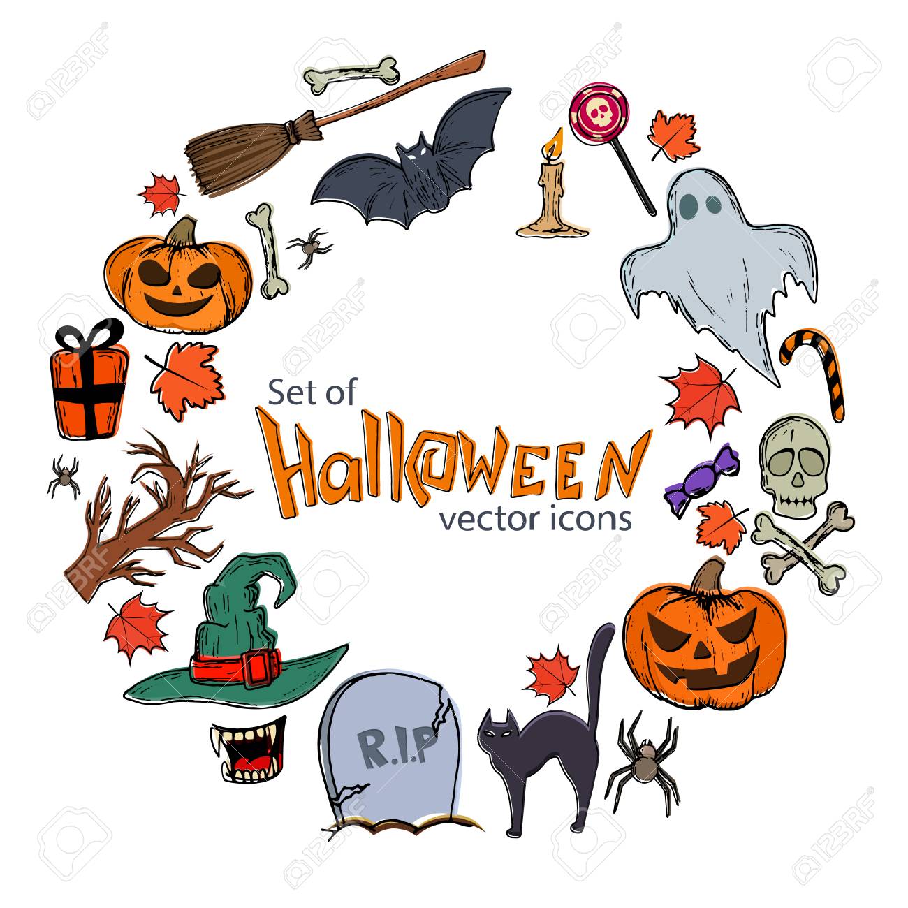 Happy Halloween ハロウィン アイコン セット 黒のイラスト素材56916358- PIXTA