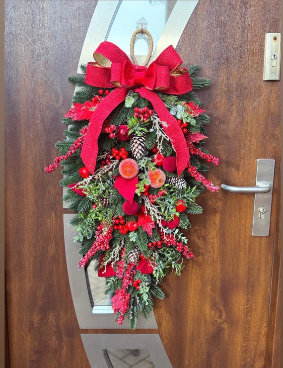 デラックスクリスマスリース 玄関ドアにオシャレなナチュラルなクリスマススワッグ ナチュラルリース 玄関 部屋 北欧 ナチュラル 手作り 上品 高級豪華 おしゃれ 飾り 装飾 かわいい ドア 壁掛け 自然素材 天然素材 造花 ギフト プレゼント リース クリスマスリース