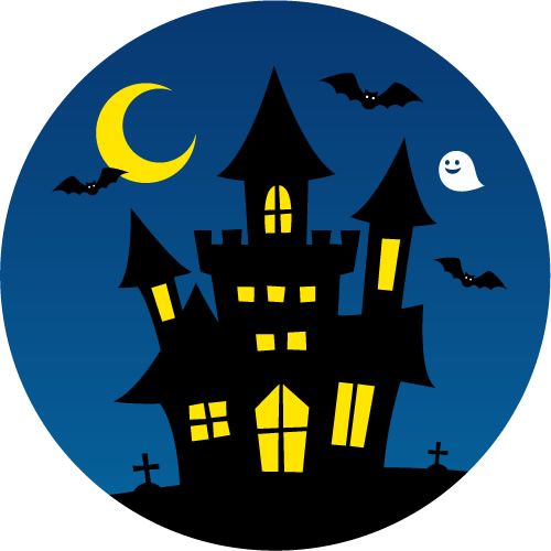 ハロウィンのお城シルエットのイラスト - 無料イラストのIMT 商用OK、加工OK