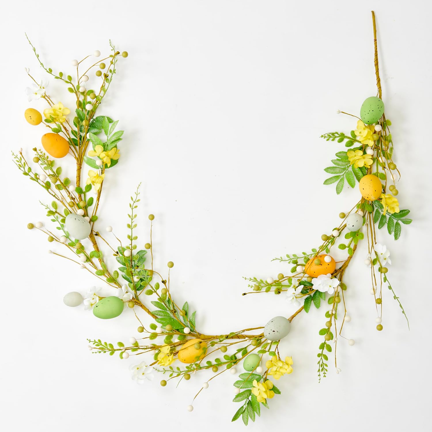 57インチ イースターエッグ 春の花 緑の葉 ガーランド Amazon.co.jp: 6.6フィート イースターエッグ ガーランド マントル用人工カラフル イースターエッグ 緑の葉 春の花輪 フェイクフラワー付き 素朴な緑の花輪 吊り下げ装飾 ドア 壁 テーブル ホームデコレーション