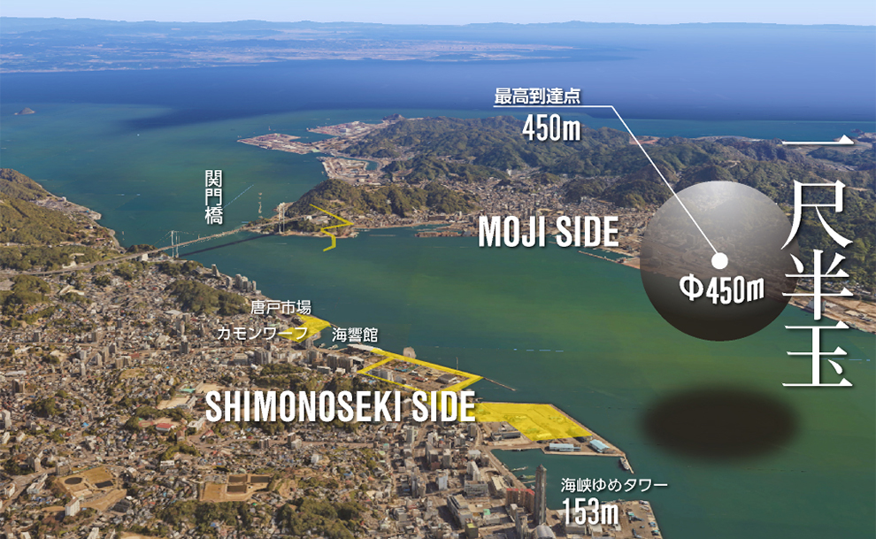 関門海峡花火大会巌流島「決闘」４００周年で光の競演