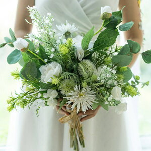 ブライダルブーケ ウエディング ウェディングブーケ 花嫁 パーティー 花嫁 造花 結婚式 二次会 披露宴 前撮り 海外挙式 クリームローズ 清楚ウェディングブーケ造花 ホワイト ラウンドブーケ clara ブライダル ブーケトス 結婚式 ２次会 -アトリエブルージュ・flower