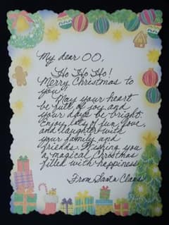 サンタさんからの手紙 筆記体代筆・クリスマスカード・英語 英文・プレゼント サンタさんから