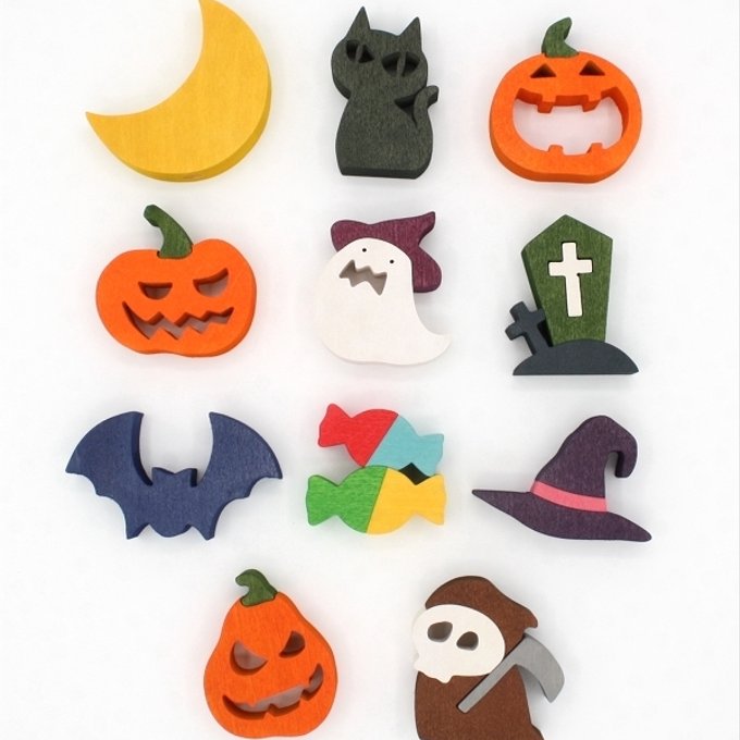 木から生まれたハッピーハロウィンセット＞木工品 コンパクト uｍ 木工房ゆうむ かぼちゃ 飾り 装飾 halloween パンプキン オブジェ 置物雑貨 玄関 室内 オーナメント ディスプレイ デコレーション グッズ おばけ 黒猫 北欧 - 高知県佐川町ふるさとチョイス - ふるさと