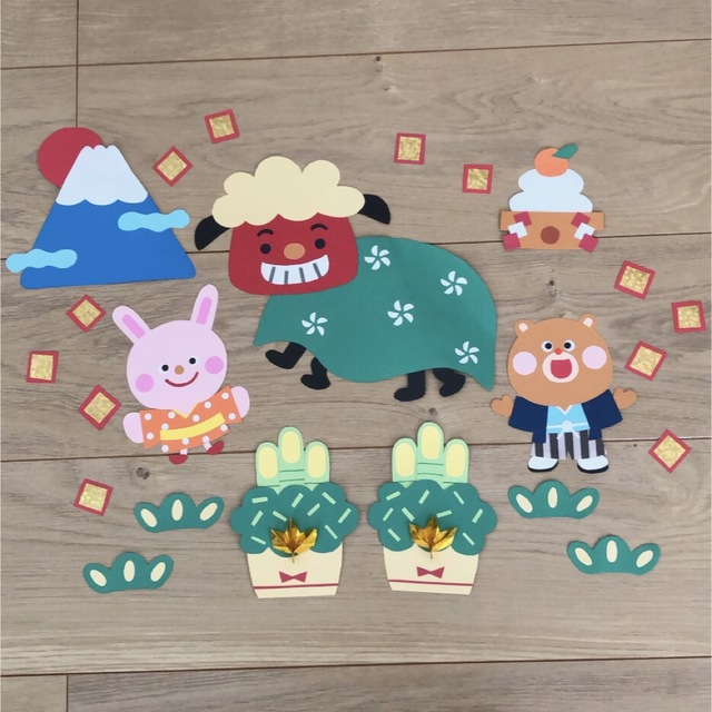 型紙を保育の便利なフリー素材 1月の壁面無料ダウンロード！wosawosa