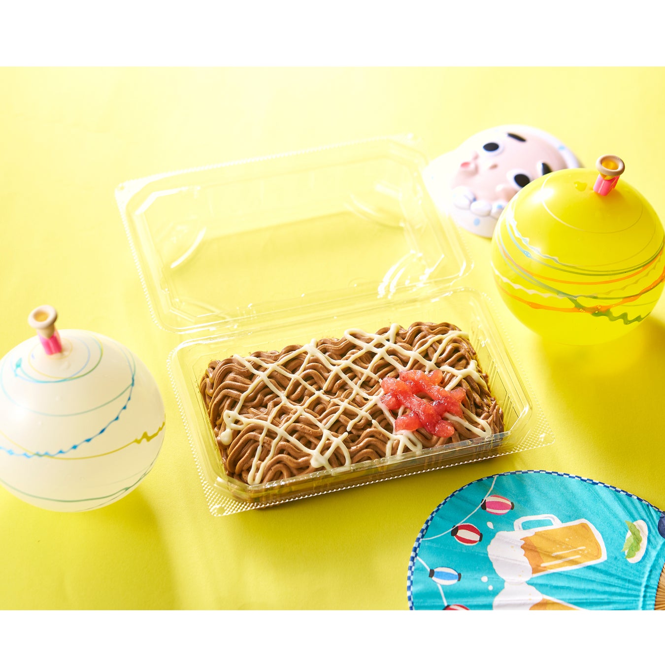 夏祭りデザートビュッフェ☀️輪投げフィナンシェたこ焼き風サーターアンダギーすいか風シフォンケーキお好み焼き風ミルクレープココナッツとパイナップルのパウンドケーキ紅茶のバスクチーズケーキスーパーボールすくい風ゼリーマンゴープリンシャイン