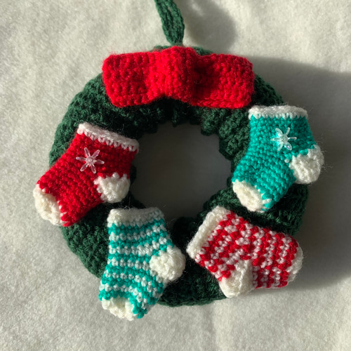 冬の毛糸リースの作り方