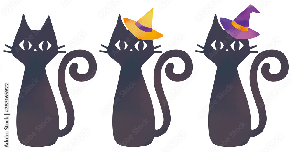 猫 ハロウィン猫とかぼちゃのイラスト：イラスト無料