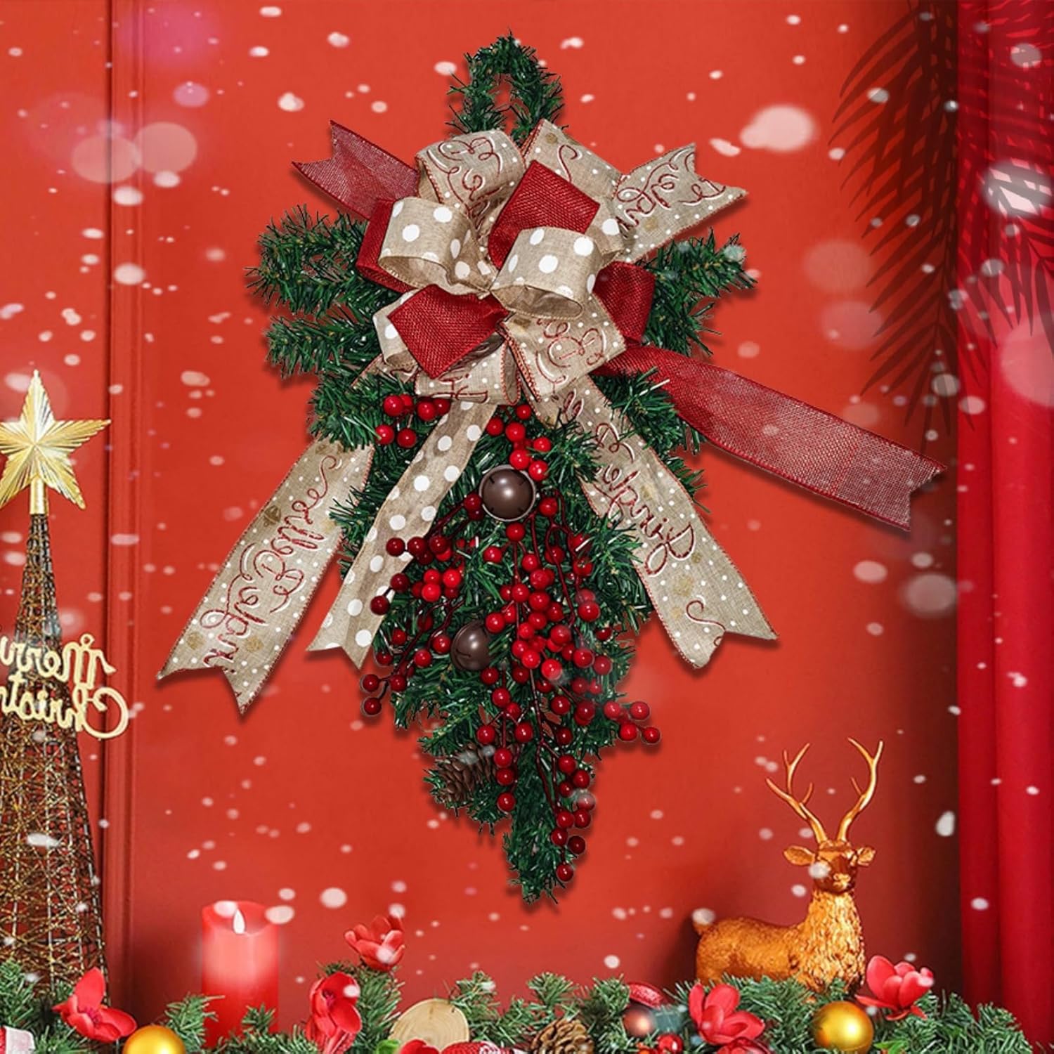 楽天市場 送料無料 クリスマスリース スワッグ クリスマス飾り ドア 玄関飾り 吊り飾り 壁飾り 壁掛け 開店祝い 部屋飾り クリスマスプレゼントお祝い ギフト 贈り物 おしゃれ 雰囲気造り 楽天海外通販 : Heysiria