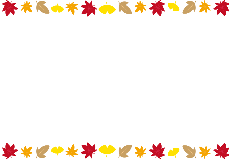 秋・栗と紅葉のフレーム・枠素材イラスト無料・かわいいテンプレート