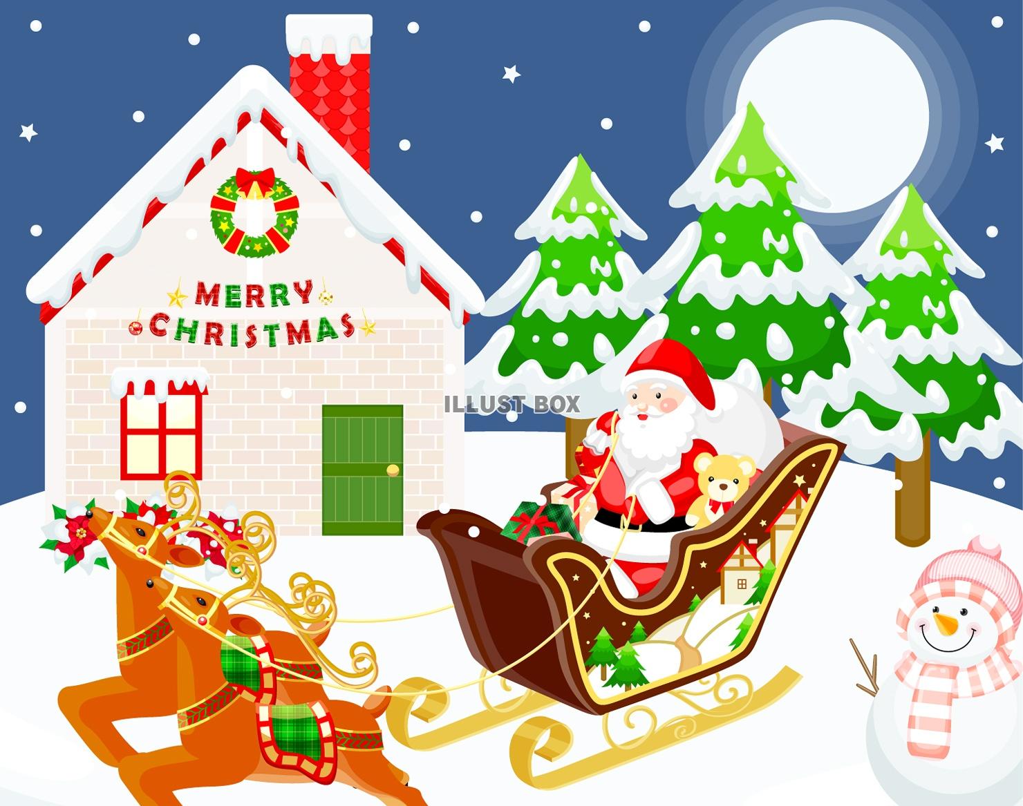 生活・行事・クリスマス・冬・人 プレゼントを持ったサンタさんのかわいいフリーイラストフタバのフリーイラスト