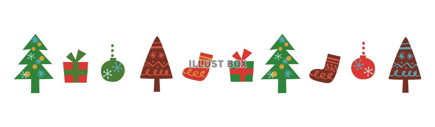 クリスマスラインセット：イラスト無料